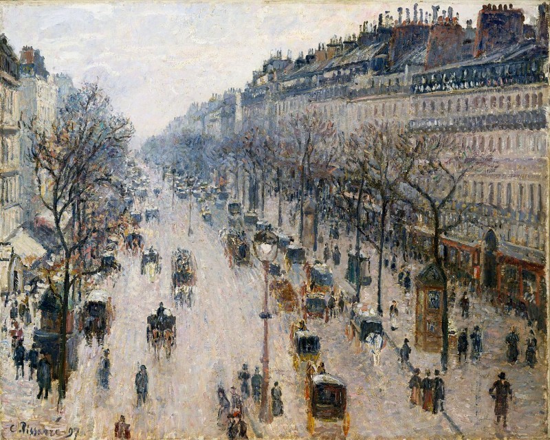 Bức tranh The Boulevard Montmartre on a Winter Morning.jpg
