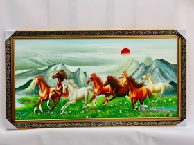 Tranh Vẽ Bát Mã Ngựa Chạy Trên Thảo Nguyên Xanh