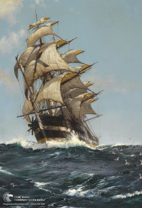Tranh Thuyền Buồm Căng Gió Trên Biển