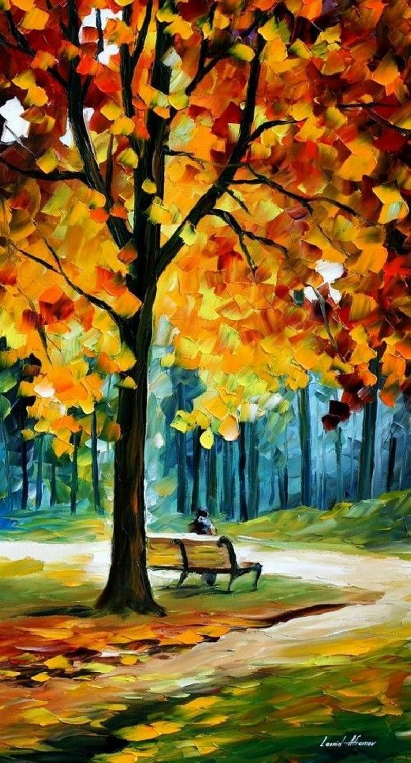 Tranh phong cảnh mùa thu Hà Nội vẽ sơn dầu  AmiA Hà Nội