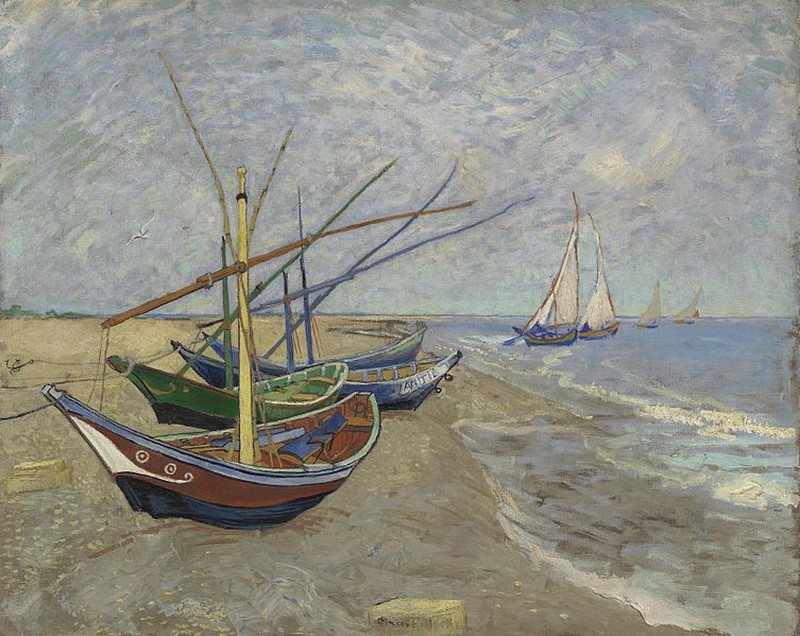 Bức tranh Fishing Boats on the Beach at Saintes-Maries.jpg
