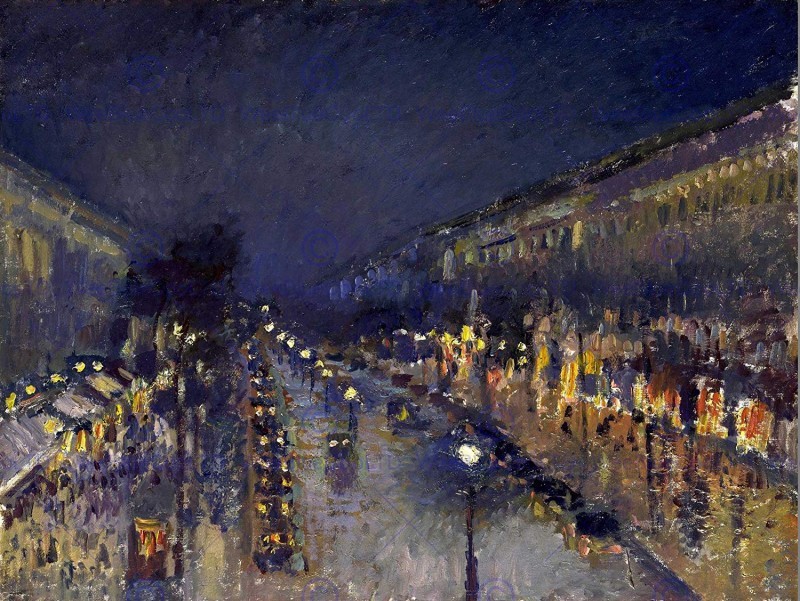 Bức tranh The Boulevard Montmartre at Night.jpg