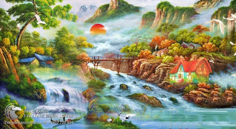ranh Sơn Thủy Cảnh Đẹp Mây Núi Thác Nước Cùng Chim Muông.jpg