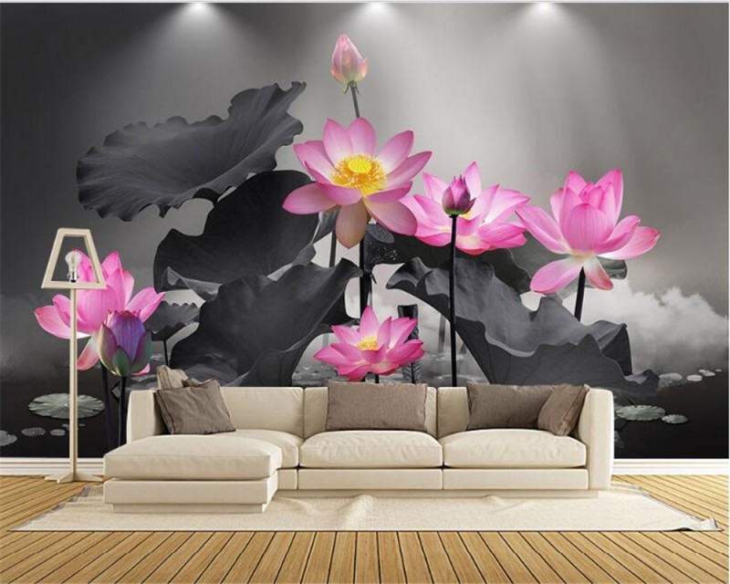Tranh 3D hoa sen nở tuyệt đẹp cho phòng khách.jpg