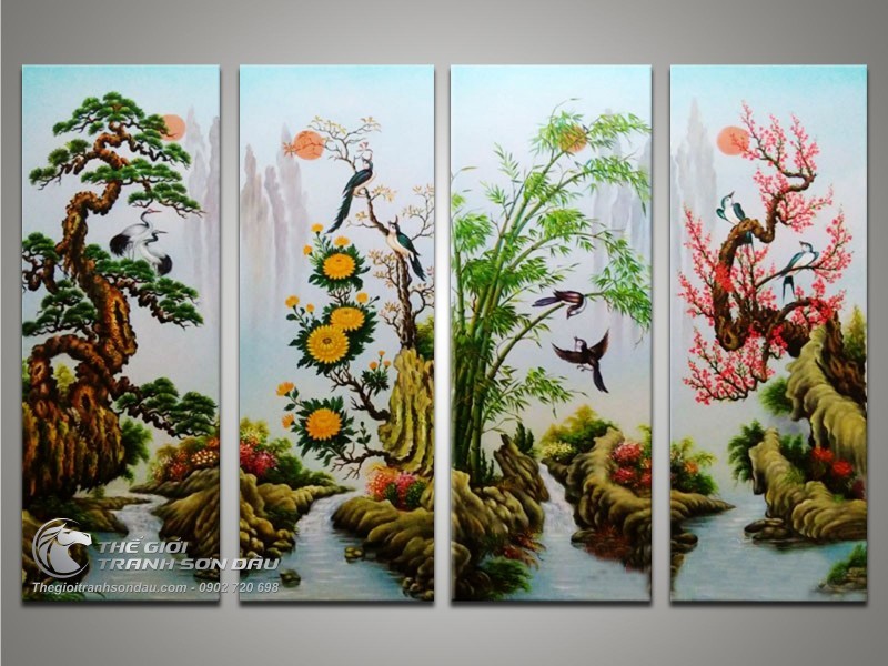 Tranh bộ tứ quý Tùng Cúc Trúc Đào.jpg