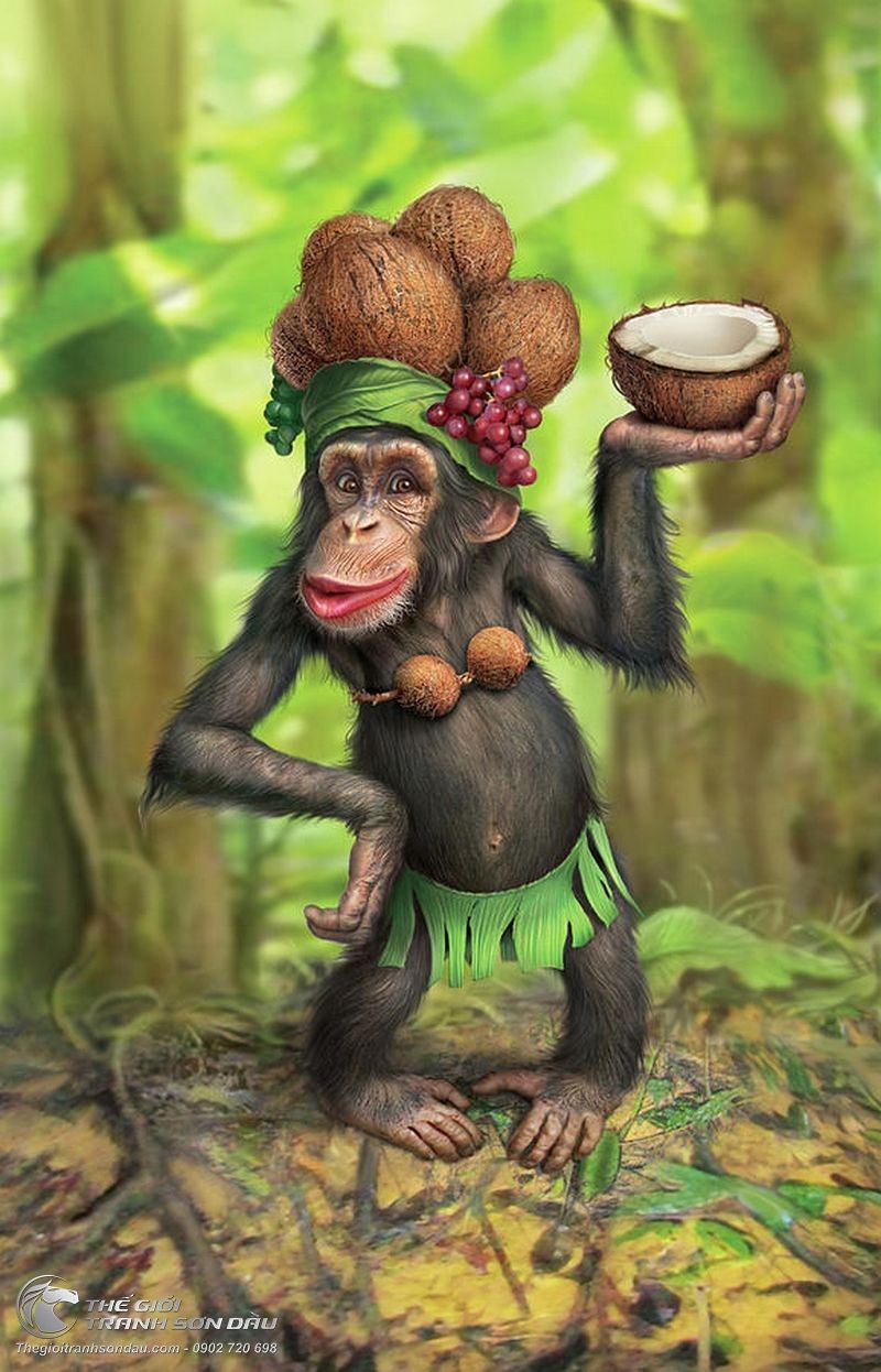 Tranh Vẽ Chú Khỉ Và Những Quả Dừa.jpg