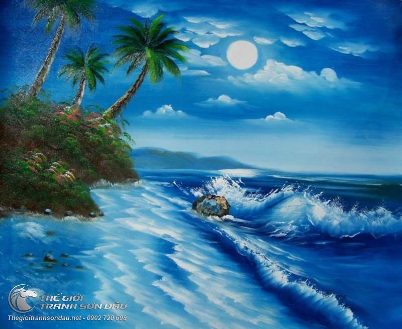 Tranh Vẽ Phong Cảnh Biển Sóng Vỗ Rì Rào.jpg