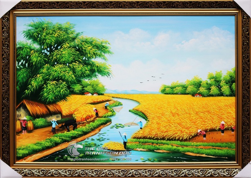 Tranh Vẽ Quê Hương Mùa Gặt Lúa.jpg