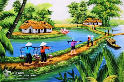 Tranh dán tường 3D Cảnh đẹp quê hương Tranh Đồng Quê Việt Nam