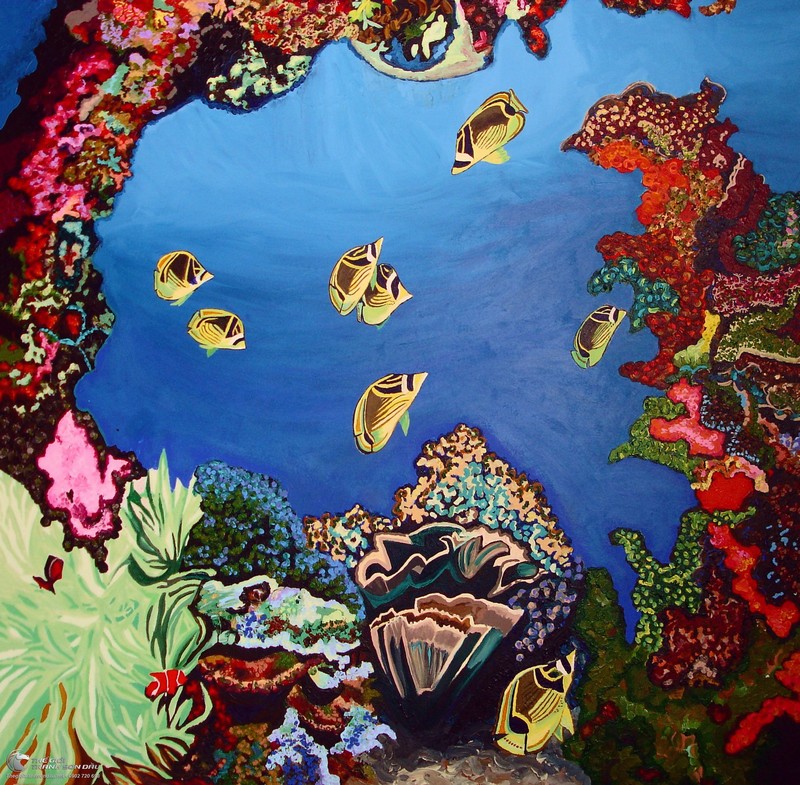Tranh phong cảnh đại dương: Mênh mông biển cả với những đợt sóng xanh thẳm, những đàn cá vô số đang tung tăng cùng nhau. Tranh phong cảnh đại dương sẽ đưa bạn đến với một thế giới kỳ diệu của đại dương. Hãy để mình lạc vào thế giới đầy màu sắc này ngay bây giờ!