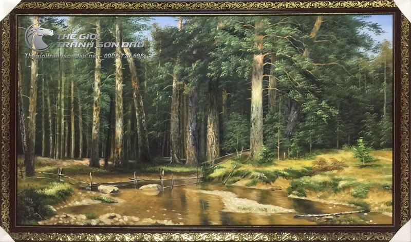 Tranh phong cảnh châu âu rừng cây châu âuST036  Tranh sơn dầu Nguyễn Thái  học  Tranh sơn dầu hà nội