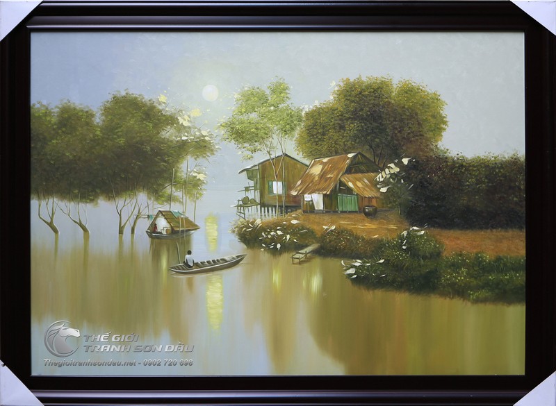 Tranh Sơn Dầu Phong Cảnh Sông Nước Miền Tây Việt Nam