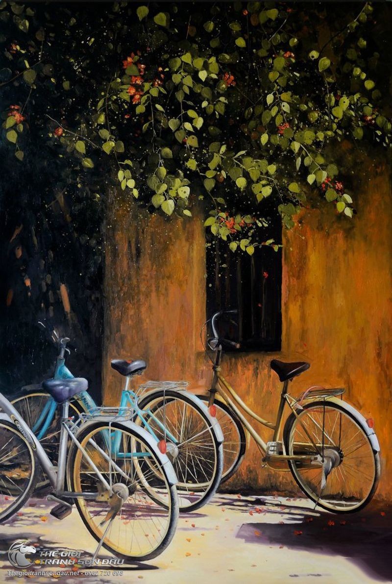Tranh vẽ xe đạp đứng bên hè phố: Những bức tranh vẽ xe đạp đứng bên hè phố là bức tranh tuyệt vời để trang trí không gian sống của bạn. Một chiếc đạp lộng lẫy, đậm chất cổ điển và tinh tế được thể hiện qua nét vẽ tinh tế và chân thật. Đây chắc chắn là một tác phẩm nghệ thuật đẹp mắt và đầy tính thẩm mỹ.