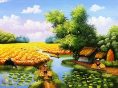 10 Bức tranh vẽ phong cảnh quê hương Việt Nam đơn giản mà đẹp