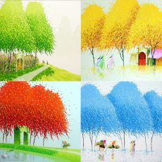 Bộ 4 Bức Tranh Phong Cảnh Bốn Mùa