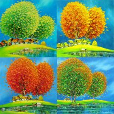 Bộ Tranh Bốn Bức Sơn Dầu Xuân Hạ Thu Đông