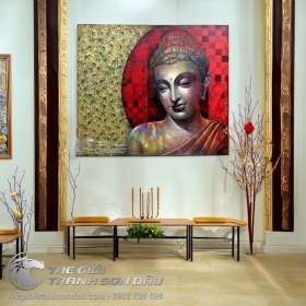 Mãu Tranh Phật Nghiêng Đầu Vẽ Sơn Dầu