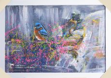 Tranh Bán Trừu Tượng Vẽ Hai Chú Chim