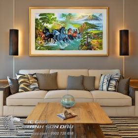 Tranh Bát Mã Chim Hạc Và Hươu Sao