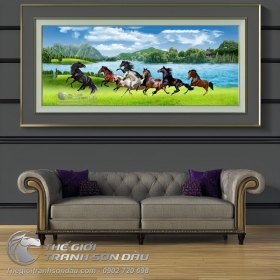 Tranh Bát Mã Phi Nước Đại Trên Bờ Sông Đẹp