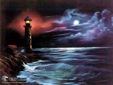 Tranh Biển Đêm Và Ngọn Hải Đăng