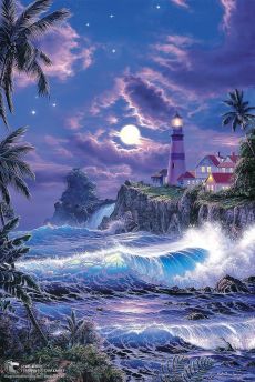 Tranh Biển Đêm Và Vách Núi Cheo Leo