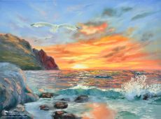 Tranh Biển Và Hoàng Hôn Tuyệt Đẹp