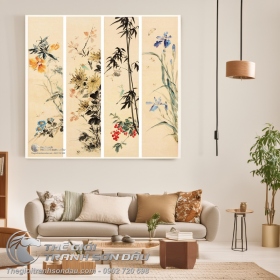 Tranh Bộ Tứ Quý Mai Cúc Trúc Lan 4 Tranh