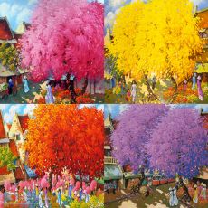 Tranh Bốn Mùa Xuân Hạ Thu Đông Màu Sắc Trẻ Trung