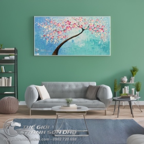Tranh Cây Hoa Đào Đắp Bay Dày Màu