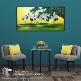 Tranh Chim Hạc Và Cây Tùng