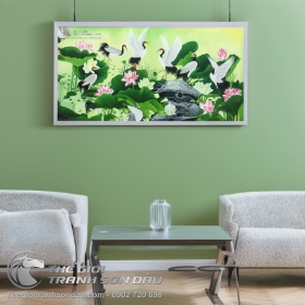 Tranh Chim Hạc Và Hoa Sen