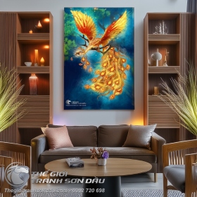 Tranh Chim Phượng Đậu Cành Cao Vẽ Sơn Dầu