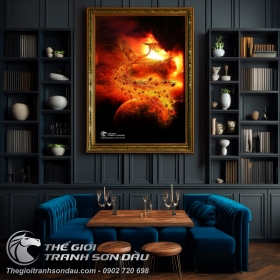 Tranh Chim Phượng Hoàng Đỏ Rực Lửa