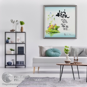 Tranh Chữ Thư Pháp Sơn Dầu Chữ Hiếu