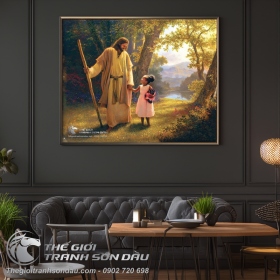 Tranh Chúa Jesu Mỉm Cười Với Trẻ Em Da Màu