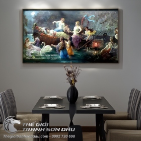 Tranh Cổ Điển Châu Âu Các Nàng Tiên Tắm Trên Bờ Suối