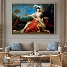 Tranh Cổ Điển Châu Âu Cô Gái Bẻ Cung Của Thần Cupid