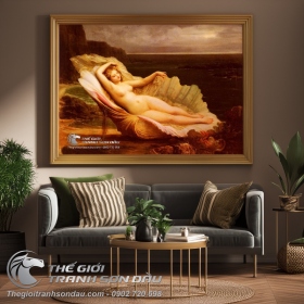 Tranh Cổ Điển Cô Gái Khỏa Thân Nằm Trên Vỏ Ốc