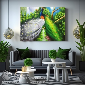 Tranh Con Công Đẹp Treo Phòng Ngủ