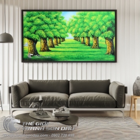 Tranh Con Đường Giữa Hai Hàng Cây Cổ Thụ Xanh Biếc
