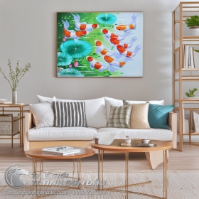 Tranh Cửu Ngư Quần Hội Đàn Cá Chép Chín Con