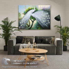 Tranh Đôi Công Lông Trắng