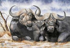 Tranh Hai Chú Trâu Nằm Vẽ Sơn Dầu