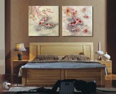 Tranh Hồ Cá Koi Bộ 2 Bức Treo Phòng Ngủ