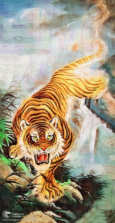 Tranh Hổ Đang Gầm Vẽ Bằng Sơn Dầu