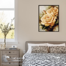 Tranh Hoa Hồng Vàng Nghệ Thuật Đẹp