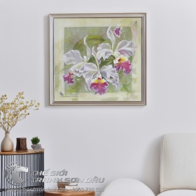 Tranh Hoa Lan Màu Trắng Đua Nở