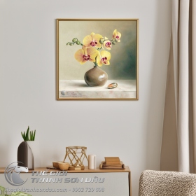 Tranh Hoa Lan Vàng Và Vỏ Ốc