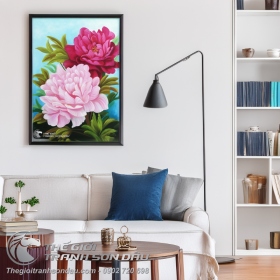 Tranh Hoa Mẫu Đơn Hai Bông